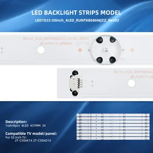 TV Bar LED Backlight Strips For 2T-C50AE1X 2T-C50AD1X 4 Lamps 437MM 3V 8PCS Tiras LED Para TV 50inch_4LED_RUNTKB686WJZZ_Rev02