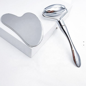 2024 Hot Selling Stainless Steel Body Guasha Scrap Anti Aging Silver 3D <b>Metal</b> Face <b>Roller</b> - Product Image 1