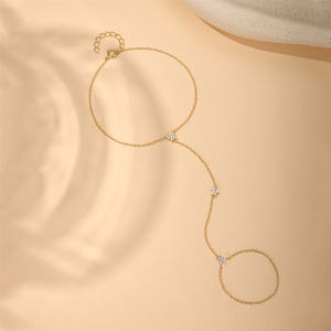 AB054 Bracelet tendance en argent sterling 925 avec zircon pavé, étoile et <span class=keywords><strong>petite</strong></span> fleur, chaîne pour femme, bracelet avec anneaux, cadeaux, bijoux - Product Image 5