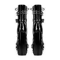 Vente en gros de bottines à plateforme gothique punk pour femmes bottes courtes noires à lacets à boucle à talon haut épais style Y2K