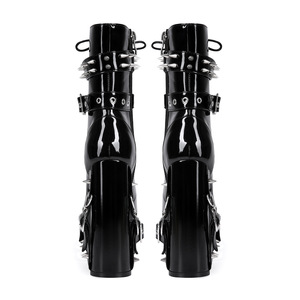Commercio all'ingrosso Gothic Punk Platform <span class=keywords><strong>stivaletti</strong></span> da donna stile Y2K Chunky tacco alto fibbia con rivetto in pizzo nero stivali corti - Product Image 3