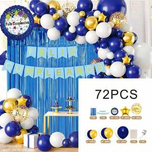 Globos decorativos en arco, azul, blanco, dorado, decoraciones de pared para fiestas de plástico, 1 unidad - Product Image 2