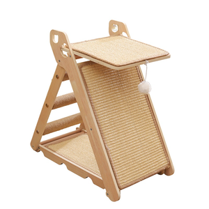 Pine Wood 2-in-1 Cat Tree & Bed Large Space Easy Assembly Scratch & Splinter Proof Modern Design for Active Play Relaxation