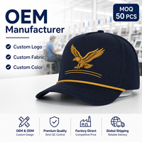 Casquette de sport unisexe décontractée en sergé de coton bleu marine avec broderie personnalisée Aigle Volant, détails en corde structurée et réglable