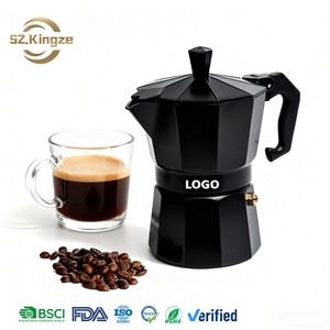 Kingze-Cafetera espresso con logotipo personalizado, 1-2-3-6-9-12 tazas de aluminio para el hogar, oficina y negocios - Product Image 1