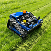 Tondeuse à gazon sur chenilles télécommandée à moteur essence tout-terrain pour pentes