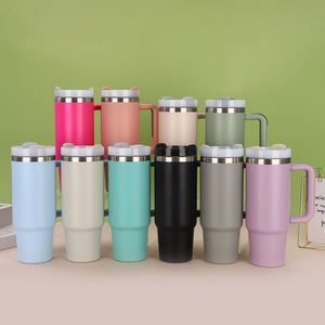 Gobelet isotherme de voyage pour voiture 30oz H2.0 avec poignée, couvercle, paille et base antidérapante, ODM OEM, couleur personnalisée - Product Image 4