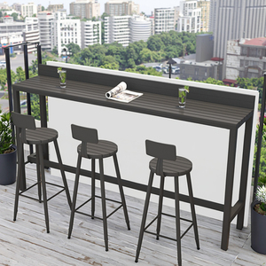 Combinazione Moderna ed Elegante di Sgabelli Alti e <span class=keywords><strong>Tavolo</strong></span> Lungo in Legno da <span class=keywords><strong>Esterno</strong></span>, Montaggio a <span class=keywords><strong>Parete</strong></span>, per Caffetteria, Balcone, Patio - Product Image 3