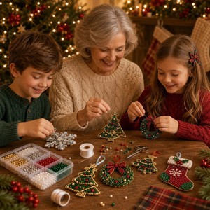 Kit de Adornos Navideños DIY para Familias, Fácil para Principiantes, Decoración Colgante Hecha a Mano con Copos de Nieve para Árbol de Navidad, Regalo Creativo para las Fiestas - Product Image 2
