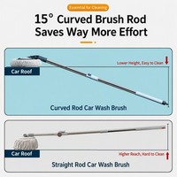 Brosse de lavage de voiture à long manche, design incurvé à 15 degrés, tête de balai en chenille à portée étendue, balai de nettoyage auto sans rayures