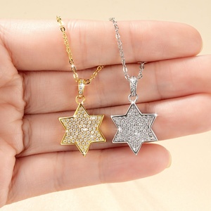 Fashion Eco-friendly Copper 14k Gold Filled Jewelry Iced Out Hip Hop Full Diamonds <b>Star</b> Pendant Necklace for Women - Product Image 6