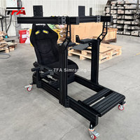 de conducción de coche con soporte de monitor único, kit de simulación de carreras de extrusión de aluminio negro, 4080