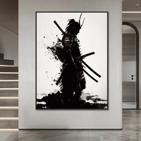 Tenture murale encre Figure impressions sur toile abstraite rétro peinture décorative samouraï asiatique Art japonais