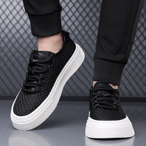 Zapatillas Chunky de malla con cordones, punta redonda, estilo Court, para todas las estaciones, suela gruesa, zapatos casuales de moda para hombre - Product Image 3