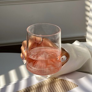 Vaso de jugo de montaña rosa de diseñador de 200ml al por mayor, vaso de cristal de whisky de fondo ultra grueso para restaurantes, diseño bonito - Product Image 5