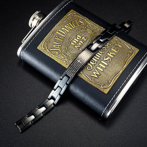 Bracciali da Uomo alla Moda in Acciaio Inossidabile con Croce Cristiana Nera e Preghiera del Signore in Inglese - Product Image 4