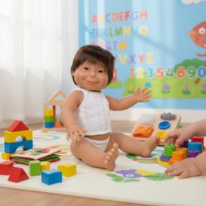 BABYLIN ragazza bianca con capelli castani & pannolini giocattoli educativi per la consapevolezza della sindrome di Down - Product Image 3