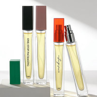Flacons de parfum cylindriques carrés transparents de 10 ml à paroi épaisse et fond robuste, flacons roll-on en verre pour huiles essentielles