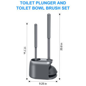 Ensemble brosse et déboucheur WC mural avec support, brosse de nettoyage WC en silicone suspendue - Product Image 2