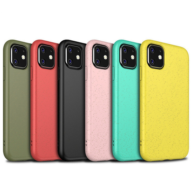 Wholesale Eco Friendly Degradable Wheat Straw Fiber Color Soft TPU 2 in 1 Mobile Phone Case for iPhone 13 14 12 15 Pro Max