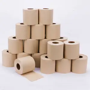 Kostenlose Proben Anpassen Großhandel Bambus jungfräulichen Zellstoff ungebleicht Toiletten papier braun Toiletten papier Papierrolle