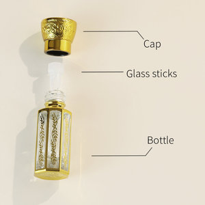 Flacon d'huile de <span class=keywords><strong>parfum</strong></span>/attar en verre hexagonal orné de 3 ml, 6 ml, 12 ml avec applicateur roll-on/goutteur - Product Image 3