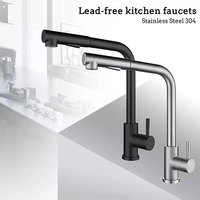 Robinet de cuisine à 3 voies thermostatique en acier inoxydable à poignée unique avec distributeur de savon Caractéristique de chauffage électrique instantané de l'eau