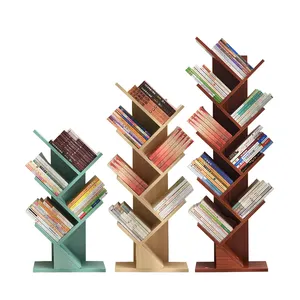 9-Tier עץ עץ מדף ספרים, תצוגת כוננית מחזיק ארגונית, אחסון מדף ספרים, סרטים, וידאו משחקים, ותקליטורים, לבן