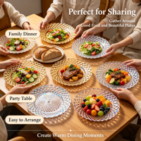 Assiette de présentation en verre de luxe européenne en gros avec motif coquillage marin pour mariages, dîners et fêtes