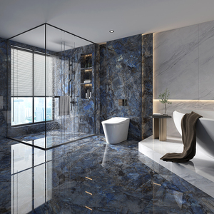 Lastra di Marmo in Pietra di Giada Blu Zaffiro di Lusso per Pareti Interne, Piastrelle in Porcellana Classica, Lastra in Pietra Sinterizzata 0,05% per Pareti del Bagno - Product Image 4