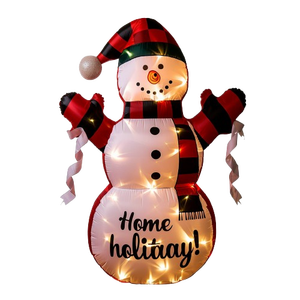 Vente Gonflable Bonhomme De Neige De Noël Portant Un Chapeau Rouge Et Une Écharpe Avec Des Lumières LED Lumineuses Étanche Décoration De Fête De Vacances - Product Image 5
