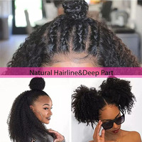 Perruques en cheveux humains vietnamiens en gros, avec closure, 4C Afro Kinky, vierges, naturelles, HD transparentes, pour perruque frontale sans colle, avec baby hair