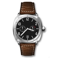 Montre mécanique de luxe pour homme, boîtier en acier inoxydable OEM, bracelet en cuir, étanche 10 ATM