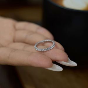 Dylam <b>Dainty</b> Tiny Design Thin <b>Rings</b> 925 Sterling Silver Circle 5A Cubic Zircon Eternity Band Engagement Bridal Promise <b>Rings</b> - Product Image 5