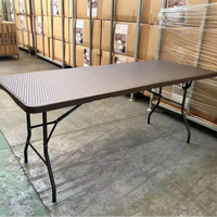 Table Pliante d'Extérieur avec Pieds en Acier Inoxydable et Plateau en Polyéthylène Haute Densité (HDPE), 240/180 cm de Long