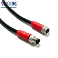 Kabel M8 3 Posisi Lurus Berujung Ganda dengan Kode a, Male Female PUR 1m untuk Robot End Effector Gripper