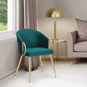 2025 mới nhẹ sang trọng phong cách ghế ăn uống thoải mái với chân kim loại, bọc nhung, và armrests đệm cho phòng ngủ - Product Image 2