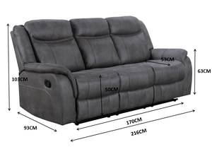 आधुनिक 3 + 2 रिक्लियर सोफा सेट एयर चमड़े का मैनुअल रिक्लियर कंसोल लोवेसइट - Product Image 2
