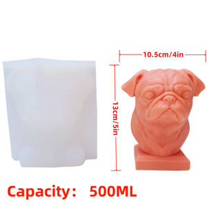 Haba perro, Pug, molde de silicona para perros, yeso fundido, resina, velas, trofeos, regalos, pasteles, cubitos de hielo, recuerdos para mascotas - Product Image 4