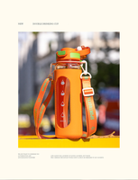 Bouteille d'eau sport 950 ml avec couvercle à paille et poignée enroulable, idéale pour la gym, les enfants, les cadeaux d'affaires et les festivals en plein air
