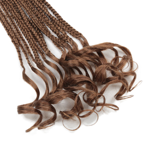 French Curl Trenzas Cabello 20 pulgadas Goddess Box Trenzas Cabello de ganchillo <span class=keywords><strong>con</strong></span> extremos ondulados hinchables Extensiones de cabello sintético prebucle - Product Image 6