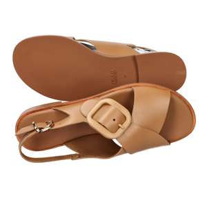 Sandalias de Cuero para Mujer, Talla 39, Planas, Tacón de 2 cm, Diseño con Tiras Cruzadas y Hebilla - Product Image 6