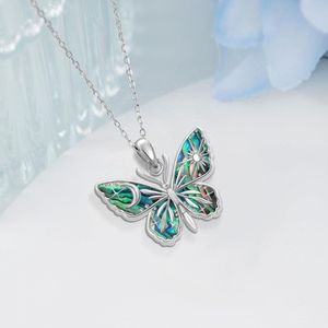 Collana con Ciondolo a Farfalla in <span class=keywords><strong>Argento</strong></span> Sterling 925 e Conchiglia di Abalone, <span class=keywords><strong>Gioielli</strong></span> Vintage Delicati, Fogli di Abalone in Vendita - Product Image 5
