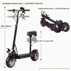 Potente Scooter Elettrico Fuoristrada per Adulti con Sedile, Doppio Motore, Alta Velocità, Pieghevole, Impermeabile, 60km, 18Ah, Sospensioni Complete, Pneumatici Larghi - Product Image 4