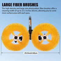 Brosse télescopique pour panneaux solaires en fibre de carbone-Double tête rotative électrique avec poils en nylon, fenêtre à eau et nettoyeur PV