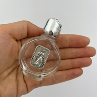 63x44mm 15ml Saints religieux Jésus Vierge Marie Bouteille en verre d'eau bénite avec bouchon de chapelet