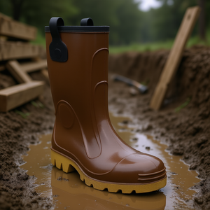 Bottes de sécurité Ttake en PVC marron, hauteur genou, taille 41, semelle en crêpe - Product Image 3