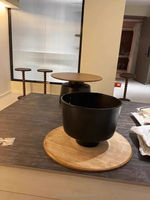 Table à thé Martini circulaire en fer forgé minimaliste Style crème Design en bois pour salon petit appartement Internet célèbre