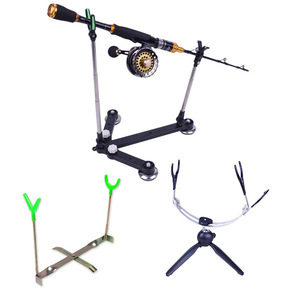 Support de canne à pêche sur glace pliable, support de sol en métal, système de support trépied à double tête pour équipement de pêche hivernale - Product Image 1