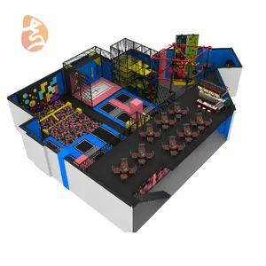 Top Sell Commerciële Indoor Trampoline Park Apparatuur Kinderen Speeltuin Met Ninja Krijger Hindernisbaan Te Koop